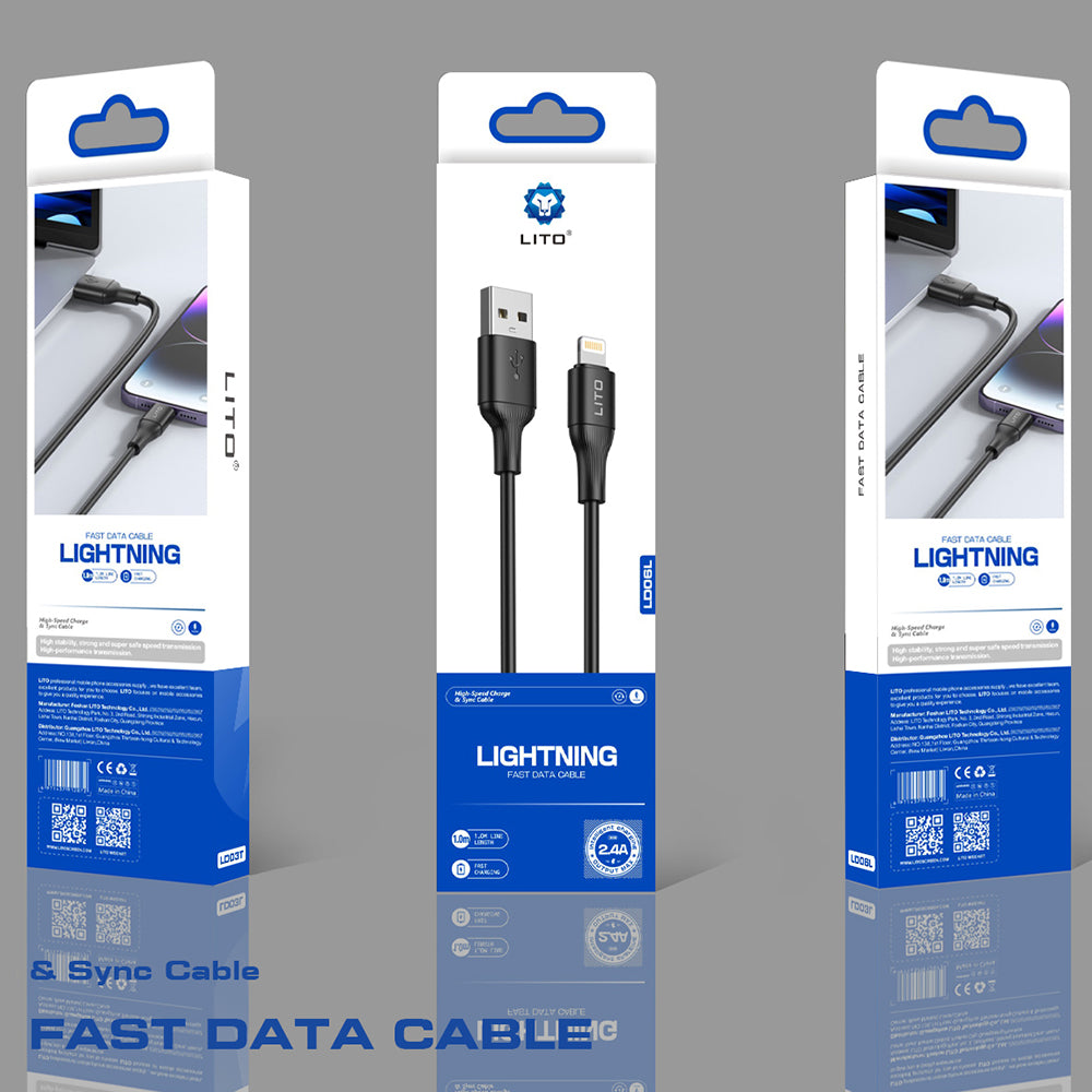 Kabel do danych i ładowania USB-A - Lightning Lito LD06L, 18W, 1m, Czarny