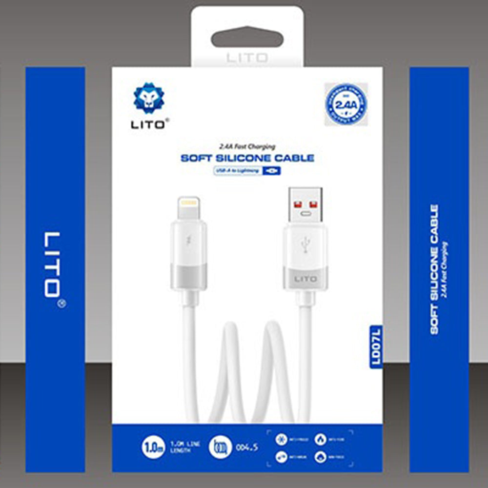 Kabel do danych i ładowania USB-A - Lightning Lito LD07, 60W, 1m, Biały