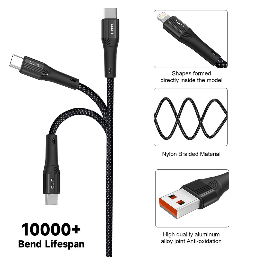 USB-A to Lightning Data and Charging Cable Lito LD14, 18W, 1m, Black