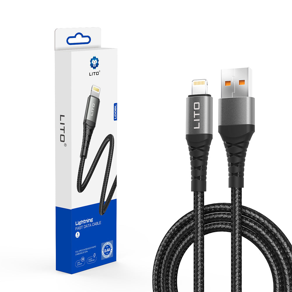 USB-A to Lightning Data and Charging Cable Lito LD22L, 18W, 2m, Black