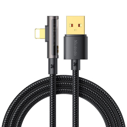 Kabel do danych i ładowania USB-A - Lightning McDodo CA-3510 Angled, 18W, 1.2m, Czarny