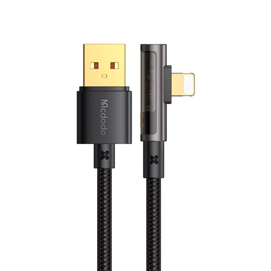 Kabel do danych i ładowania USB-A - Lightning McDodo CA-3510 Angled, 18W, 1.2m, Czarny