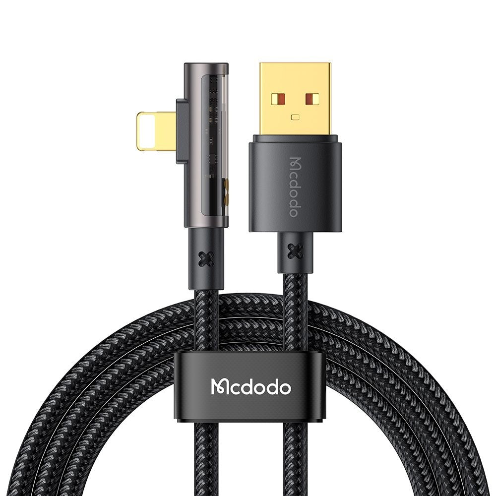 Kabel do danych i ładowania USB-A - Lightning McDodo CA-3510 Angled, 18W, 1.2m, Czarny