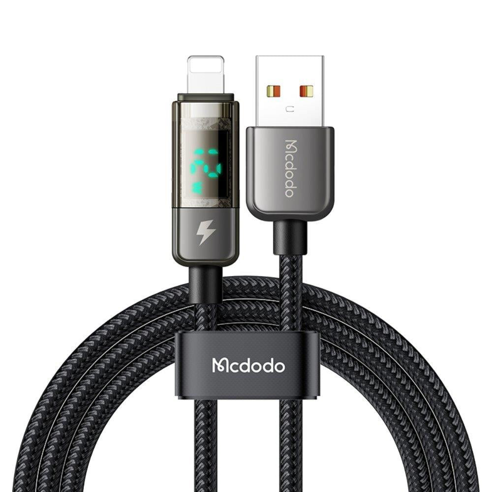Kabel do danych i ładowania USB-A - Lightning McDodo CA-3620 Wyświetlacz Auto Power Off, 18W, 1.2m, Czarny