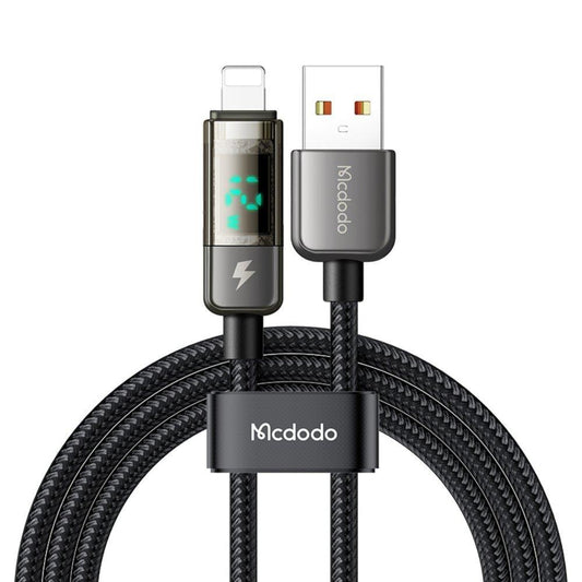 Kabel do danych i ładowania USB-A - Lightning McDodo CA-3620 Wyświetlacz Auto Power Off, 18W, 1.2m, Czarny