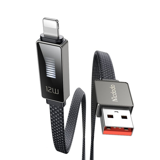 Kabel do danych i ładowania USB-A - Lightning McDodo CA-4970 Rythm Display, 18W, 1.2m, Czarny