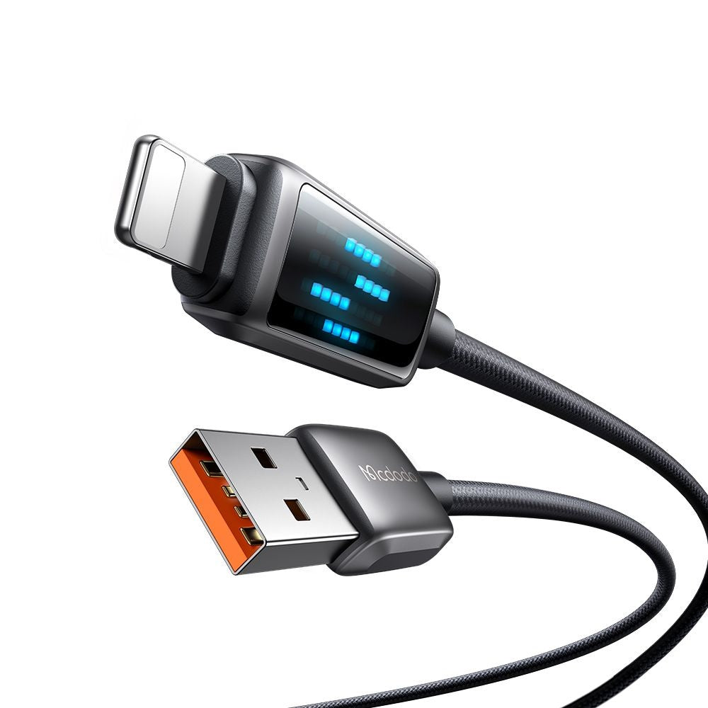 Kabel do danych i ładowania USB-A - Lightning McDodo CA-5250 Display, 18W, 1.2m, Czarny