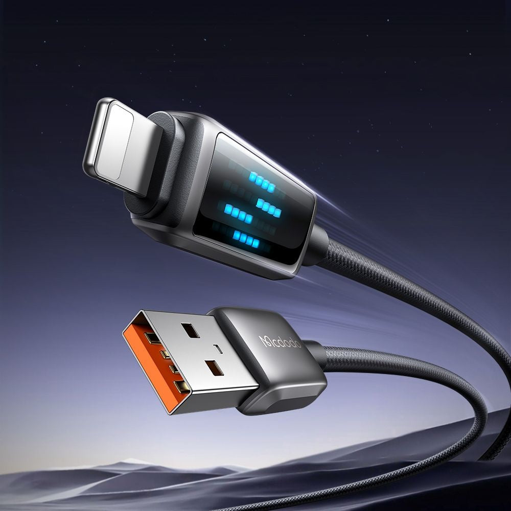 Kabel do danych i ładowania USB-A - Lightning McDodo CA-5250 Display, 18W, 1.2m, Czarny
