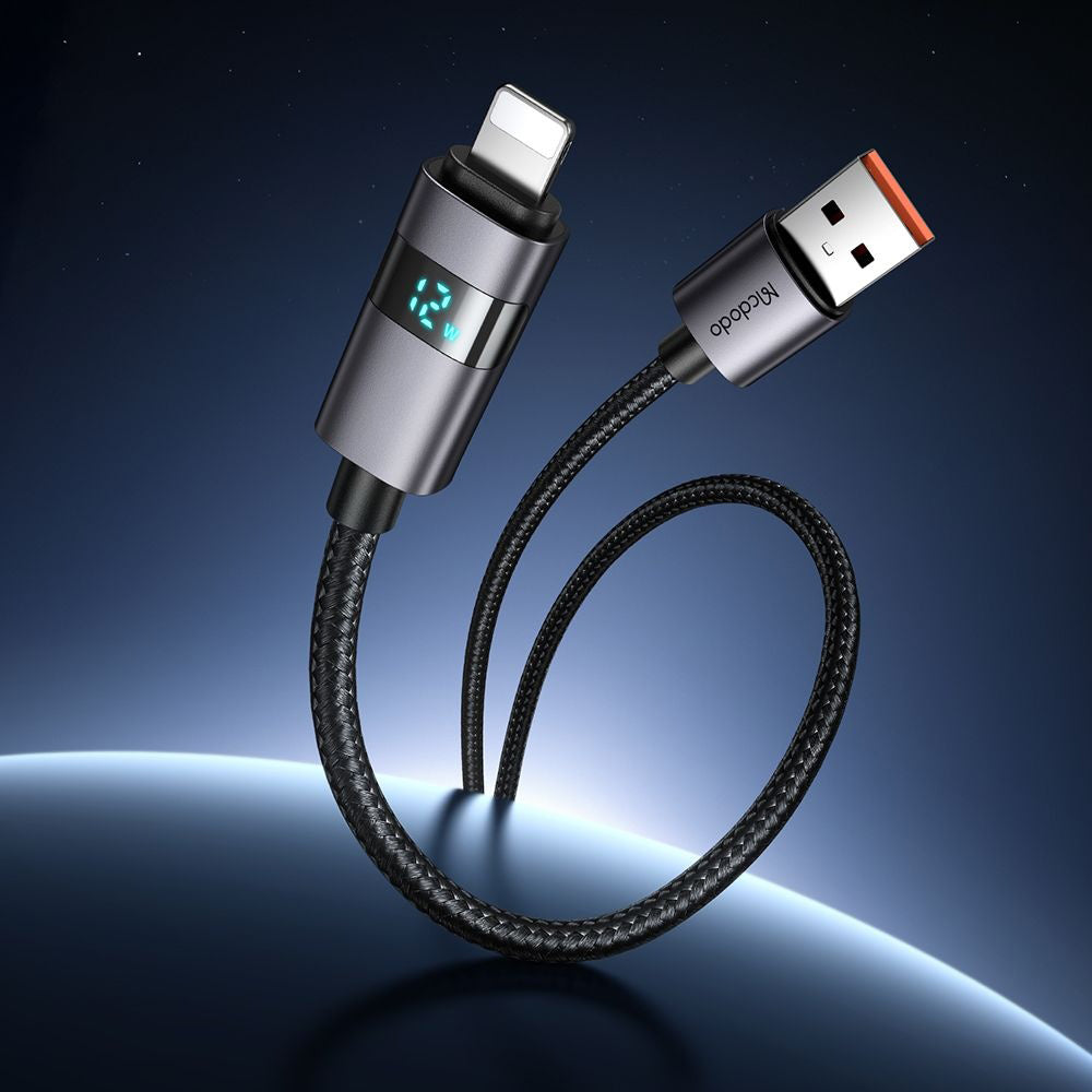 Kabel do danych i ładowania USB-A - Lightning McDodo CA-6490 Display, 18W, 1.2m, Czarny
