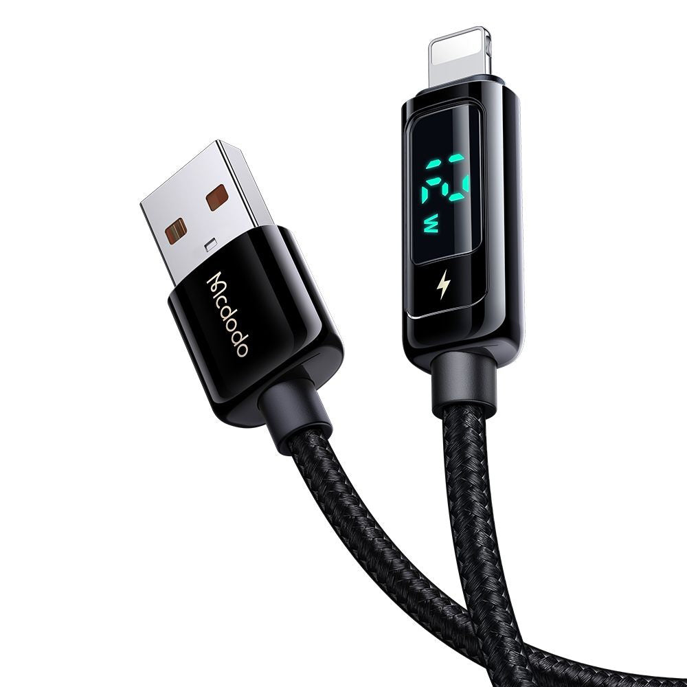 Kabel do danych i ładowania USB-A - Lightning McDodo CA-9940 Display, 12W, 1.2m, Czarny
