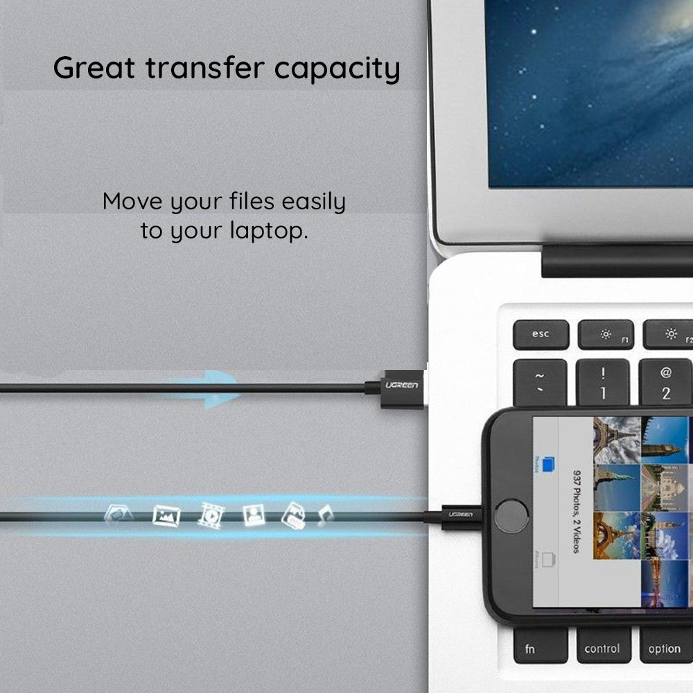 Kabel do danych i ładowania USB-A - Lightning UGREEN 80823, 18W, 2m, Czarny