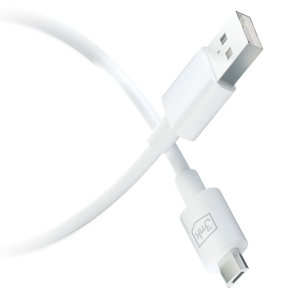 Kabel do danych i ładowania USB-A - microUSB 3MK Hyper, 18W, 1.2m, Biały