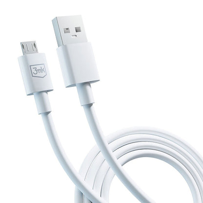 Kabel do danych i ładowania USB-A - microUSB 3MK Hyper, 18W, 1.2m, Biały