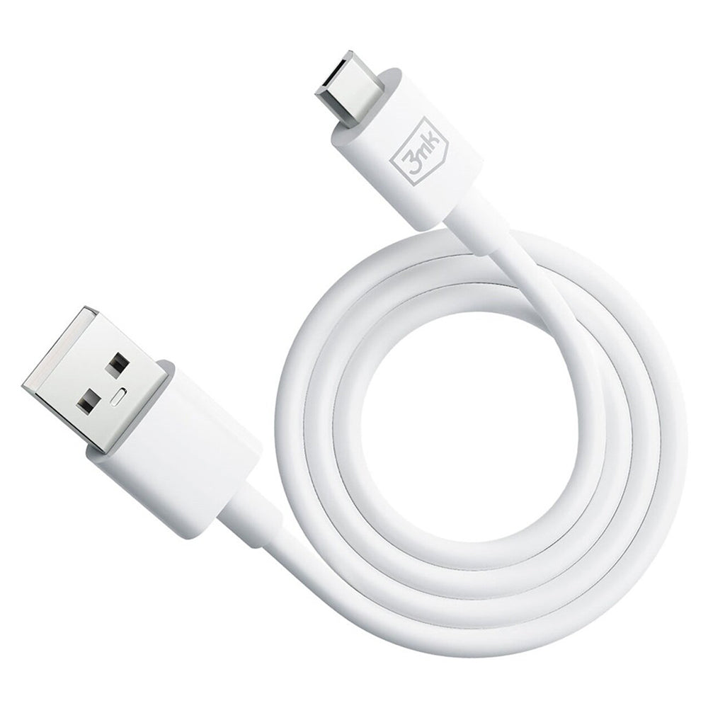 Kabel do danych i ładowania USB-A - microUSB 3MK Hyper, 18W, 1.2m, Biały