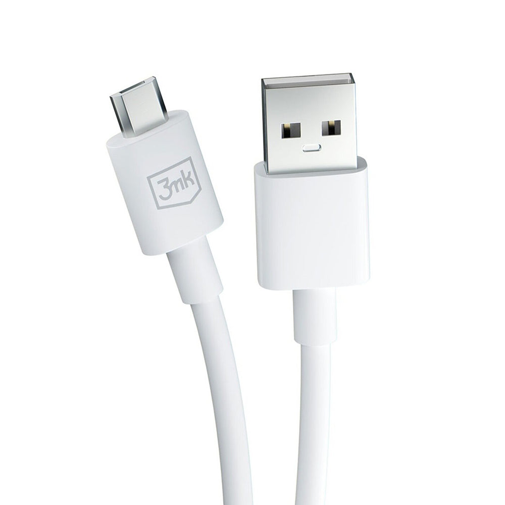 Kabel do danych i ładowania USB-A - microUSB 3MK Hyper, 18W, 1.2m, Biały