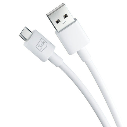 Kabel do danych i ładowania USB-A - microUSB 3MK Hyper, 18W, 1.2m, Biały