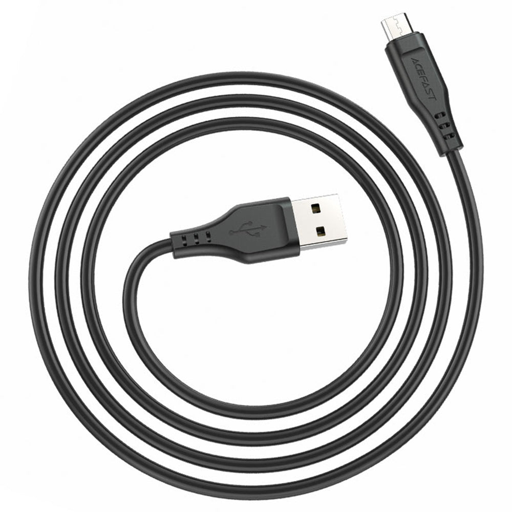 USB-A to microUSB Data and Charging Cable Acefast C3-09, 18W, 1.2m, White