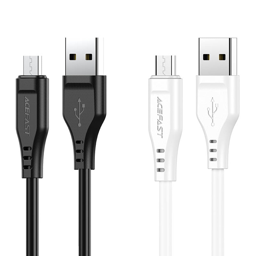 USB-A to microUSB Data and Charging Cable Acefast C3-09, 18W, 1.2m, White