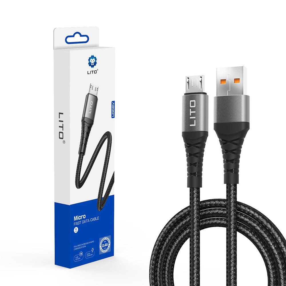 Kabel do danych i ładowania USB-A - microUSB Lito LD08V, 18W, 1m, Czarny