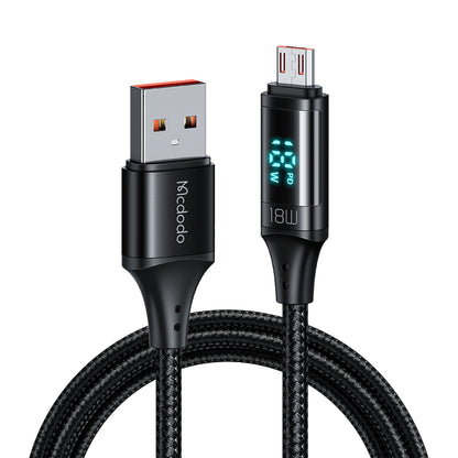 Kabel do danych i ładowania USB-A - microUSB McDodo CA-1070 Display, 18W, 1.2m, Czarny
