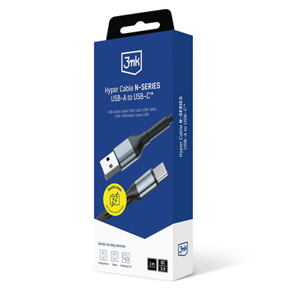 Kabel do danych i ładowania USB-A - USB-C 3MK Hyper N, 18W, 1m, Czarny