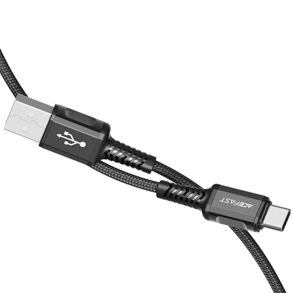 USB-A to USB-C Data and Charging Cable Acefast C1-04, 18W, 1.2m, Black