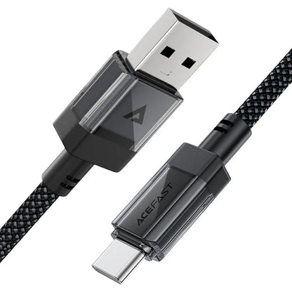 Kabel do danych i ładowania USB-A - USB-C Acefast C12-04, 18W, 1.2m, Czarny