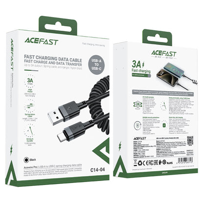 Kabel do danych i ładowania USB-A - USB-C Acefast C14-04, 18W, 1.2m, Czarny
