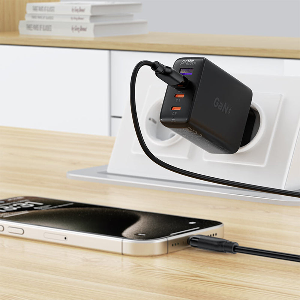 USB-A to USB-C Acefast C16-04 Data and Charging Cable, 18W, 1.2m, Black