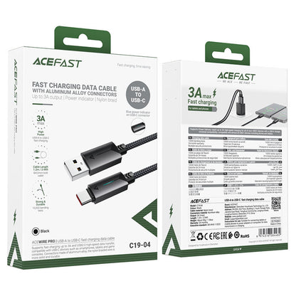 Kabel do danych i ładowania USB-A - USB-C Acefast C19-04, 18W, 1.2m, Czarny