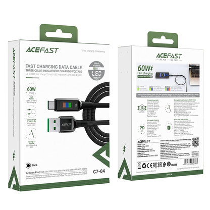 Kabel do danych i ładowania USB-A - USB-C Acefast C7-04, 18W, 1.2m, Czarny
