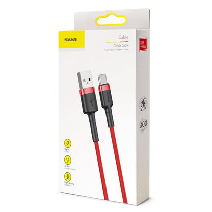 Kabel do danych i ładowania USB-A - USB-C Baseus Cafule, 18W, 3m, Czerwony CATKLF-U09