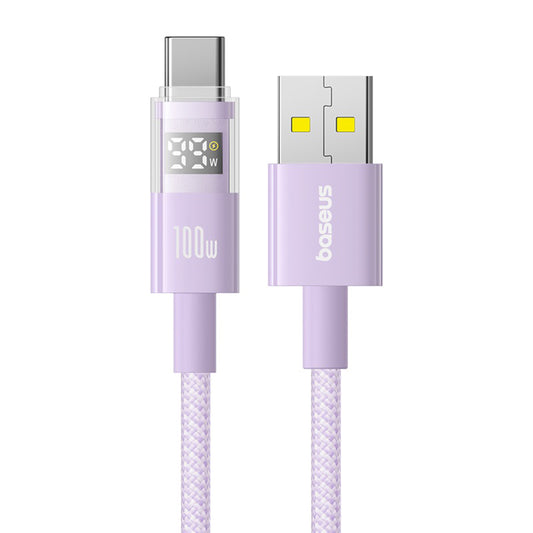 Kabel do danych i ładowania USB-A - USB-C Baseus Display 2, 100W, 1m, Fioletowy P10382701511-00