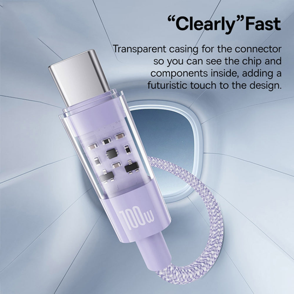 Kabel do danych i ładowania USB-A - USB-C Baseus Gem, 100W, 1m, Fioletowy P10373002511-00