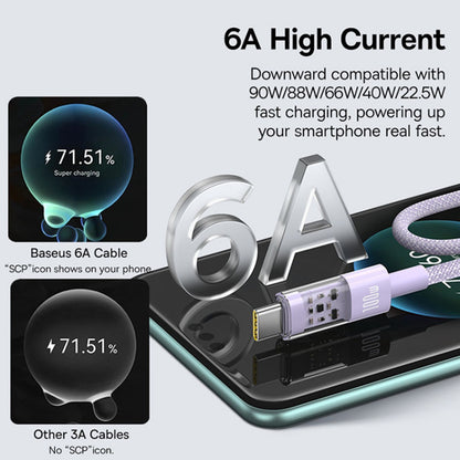 Kabel do danych i ładowania USB-A - USB-C Baseus Gem, 100W, 1m, Fioletowy P10373002511-00