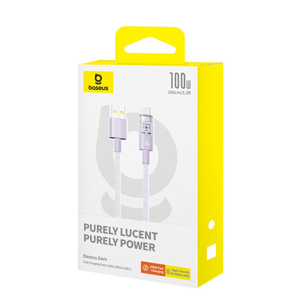Kabel do danych i ładowania USB-A - USB-C Baseus Gem, 100W, 1m, Fioletowy P10373002511-00