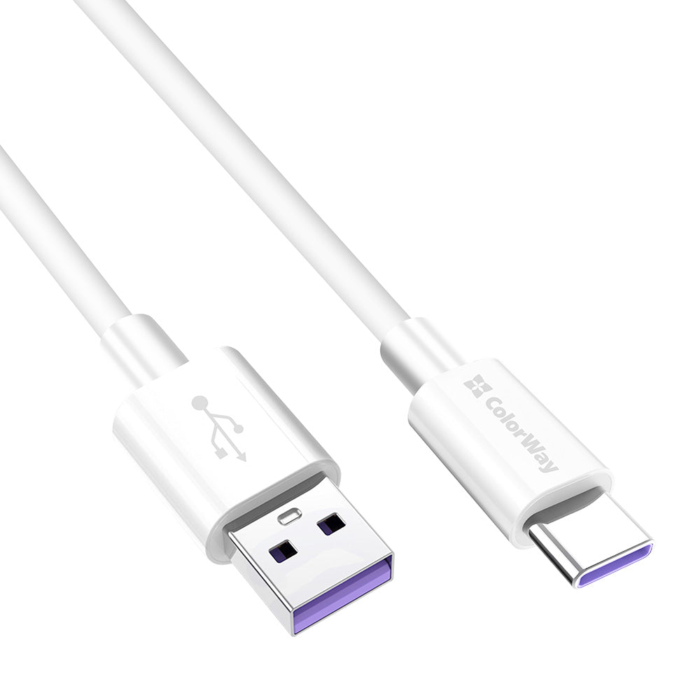 USB-A to USB-C Data and Charging Cable ColorWay CW-CBUC019, 18W, 1m, White