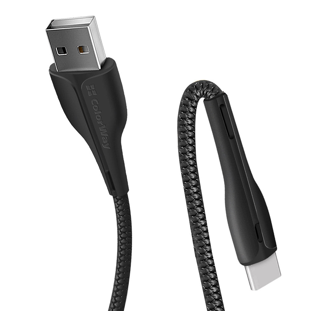 Kabel do danych i ładowania USB-A - USB-C ColorWay CW-CBUC034, 18W, 1m, Czarny
