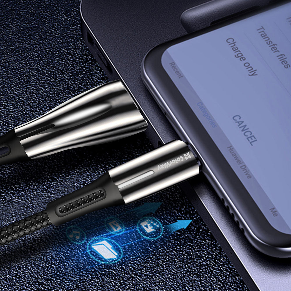 Kabel do danych i ładowania USB-A - USB-C ColorWay CW-CBUC035, 18W, 1m, Czarny