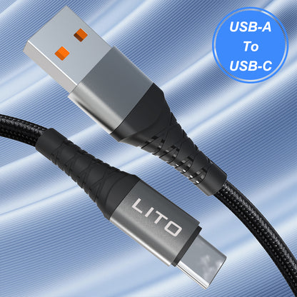 USB-A to USB-C Data and Charging Cable Lito LD08T, 18W, 1m, Black