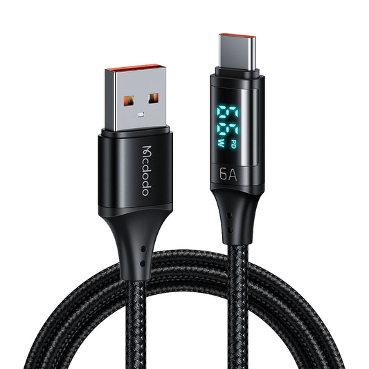 Kabel do danych i ładowania USB-A - USB-C McDodo CA-1080 Display, 66W, 1.2m, Czarny