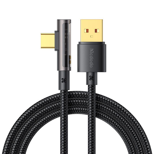 Kabel do danych i ładowania USB-A - USB-C McDodo CA-3380 Angled, 100W, 1.2m, Czarny