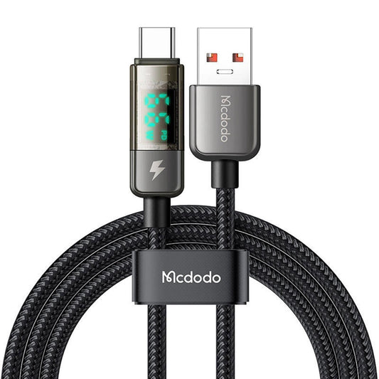 Kabel do danych i ładowania USB-A - USB-C McDodo CA-3630 Display Auto Power Off, 66W, 1.2m, Czarny