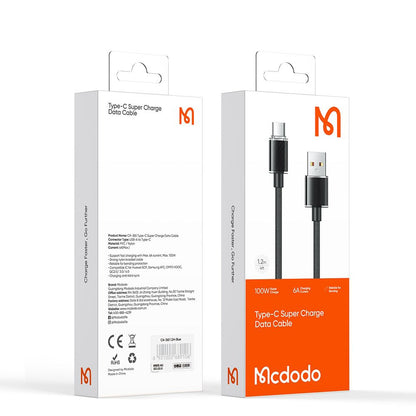 Kabel do danych i ładowania USB-A - USB-C McDodo CA-3650, 100W, 1.2m, Czarny