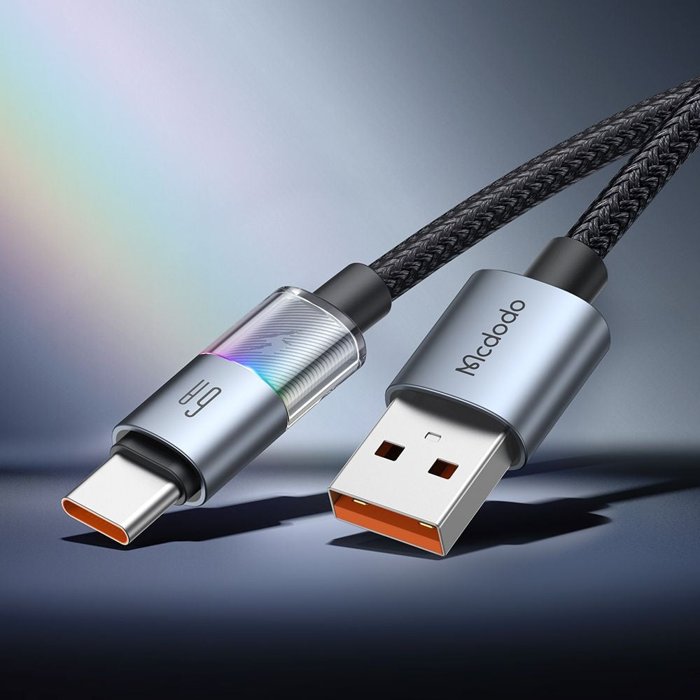 Kabel do danych i ładowania USB-A - USB-C McDodo CA-8180 Colorful, 66W, 1.2m, Czarny