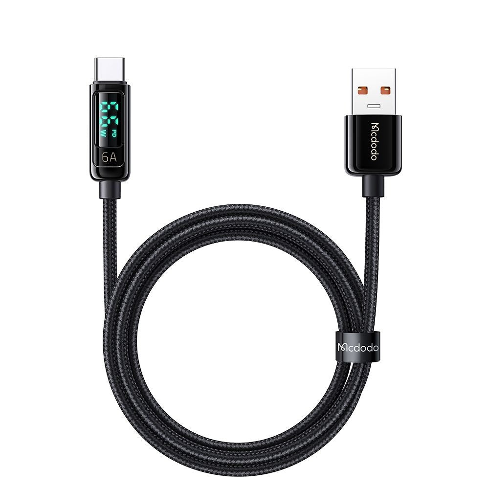 Kabel do danych i ładowania USB-A - USB-C McDodo CA-8690 Display, 66W, 1.2m, Czarny