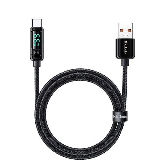 Kabel do danych i ładowania USB-A - USB-C McDodo CA-8690 Display, 66W, 1.2m, Czarny