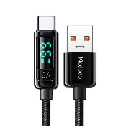 Kabel do danych i ładowania USB-A - USB-C McDodo CA-8690 Display, 66W, 1.2m, Czarny