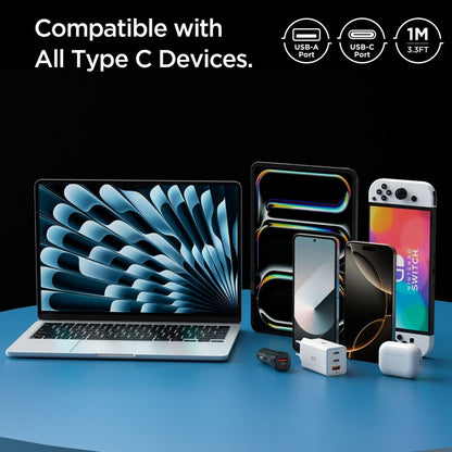 Kabel do danych i ładowania USB-A - USB-C Spigen Essential, 60W, 1m, Biały