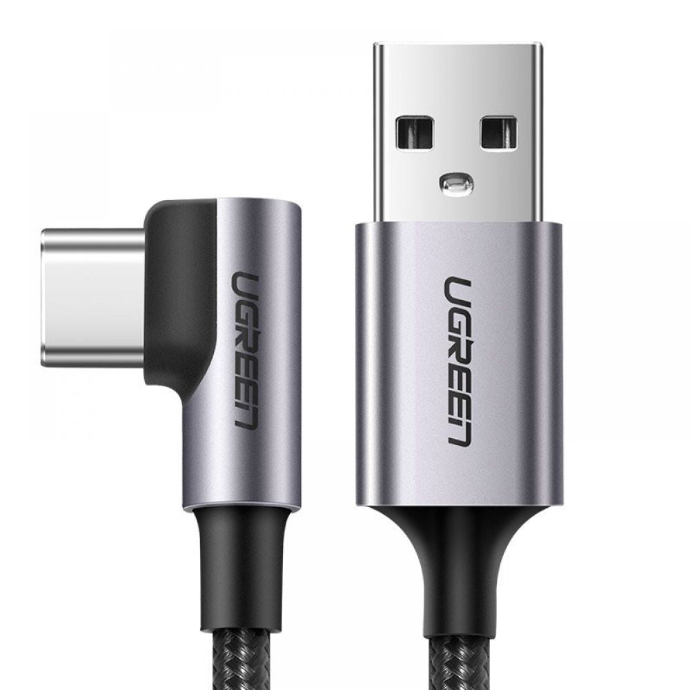 Kabel do danych i ładowania USB-A - USB-C UGREEN US284 Angled, 18W, 0,5m, Szary